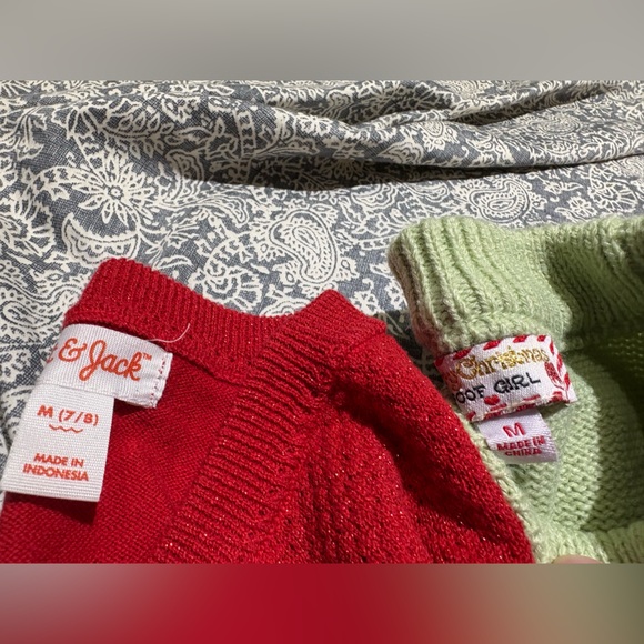 Girls Christmas sweaters dress 6pcs cardigan red sparkle 7/8 medium - Picture 8 of 9